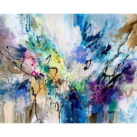 Rainbow Blue V Gold Ornate Wood Framed Art Print with Double Matting by Gardner, Jennifer
