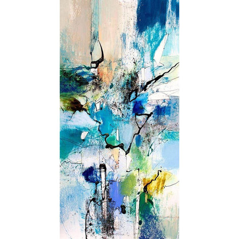 Blue and Green I Black Modern Wood Framed Art Print by Gardner, Jennifer