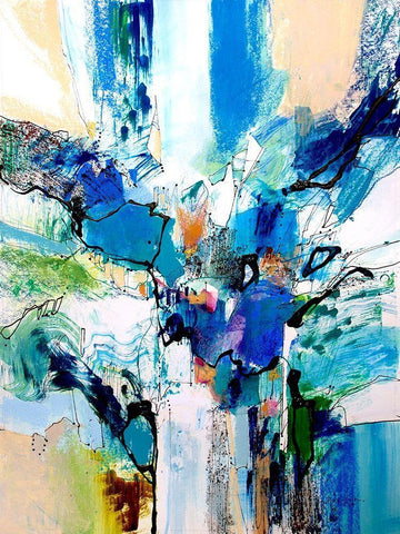 Blue and Green II White Modern Wood Framed Art Print with Double Matting by Gardner, Jennifer