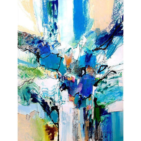 Blue and Green II Black Modern Wood Framed Art Print with Double Matting by Gardner, Jennifer