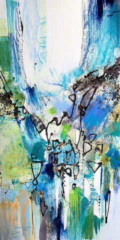 Blue and Green III White Modern Wood Framed Art Print with Double Matting by Gardner, Jennifer