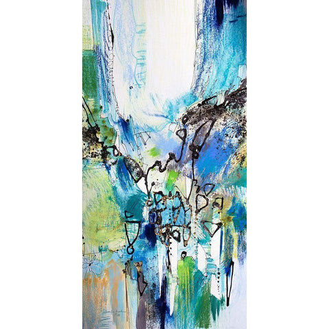 Blue and Green III Black Modern Wood Framed Art Print by Gardner, Jennifer