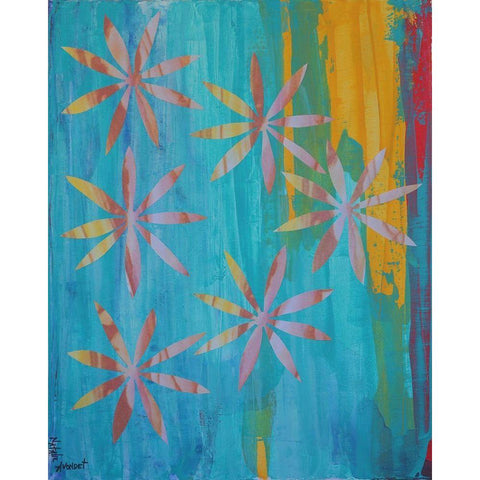 Stained Glass Blooms I White Modern Wood Framed Art Print by Avondet, Natalie