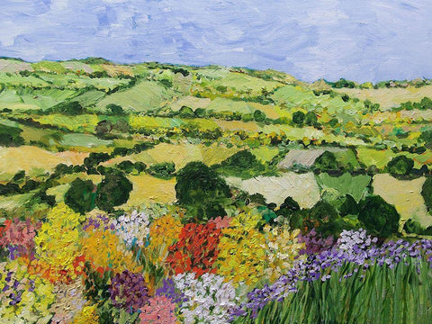 Garden on the Hilltop Black Ornate Wood Framed Art Print with Double Matting by Friedlander, Allan