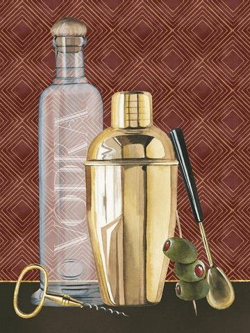 Bar Gatsby I Black Ornate Wood Framed Art Print with Double Matting by Popp, Grace