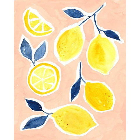 Lemon Love II White Modern Wood Framed Art Print by Borges, Victoria