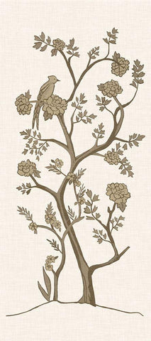 Sepia Chinoiserie II White Modern Wood Framed Art Print with Double Matting by Zarris, Chariklia