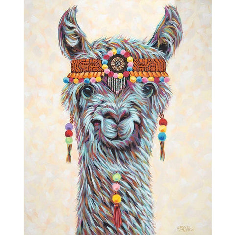 Hippie Llama I White Modern Wood Framed Art Print by Vitaletti, Carolee