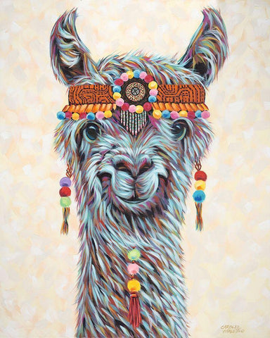 Hippie Llama I Black Ornate Wood Framed Art Print with Double Matting by Vitaletti, Carolee