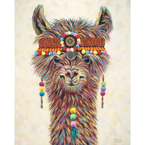 Hippie Llama II Gold Ornate Wood Framed Art Print with Double Matting by Vitaletti, Carolee