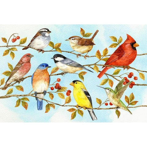 Birds and Berries V Gold Ornate Wood Framed Art Print with Double Matting by Maday, Jane