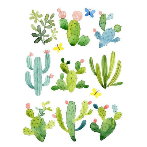 Happy Cacti Black Modern Wood Framed Art Print by Maday, Jane