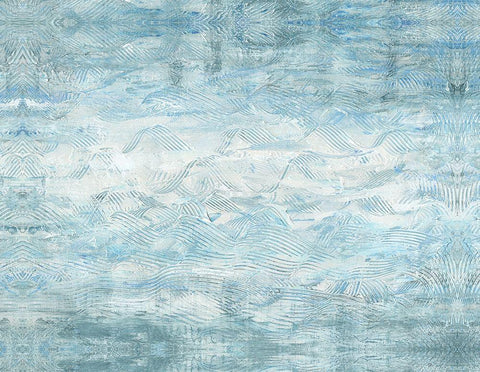 Blue Wave White Modern Wood Framed Art Print with Double Matting by Stramel, Renee W.