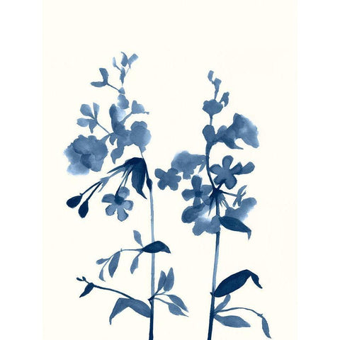 Indigo Wildflowers III White Modern Wood Framed Art Print by Goldberger, Jennifer