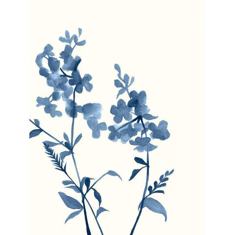 Indigo Wildflowers IV White Modern Wood Framed Art Print by Goldberger, Jennifer