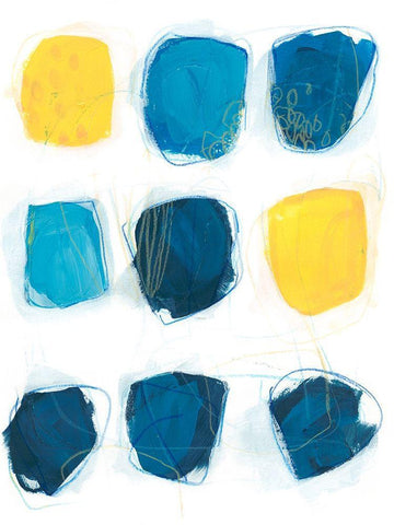 Lemon and Indigo I White Modern Wood Framed Art Print with Double Matting by Vess, June Erica