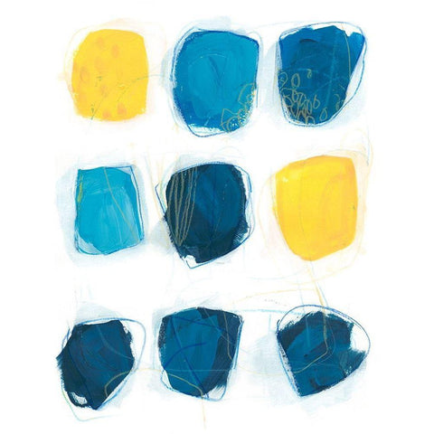 Lemon and Indigo I Black Modern Wood Framed Art Print by Vess, June Erica