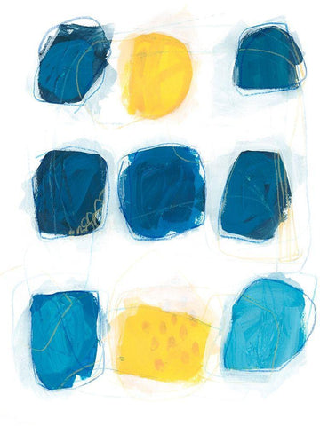 Lemon and Indigo II White Modern Wood Framed Art Print with Double Matting by Vess, June Erica