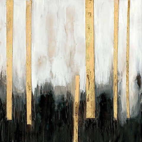 Gilt Treeline II Black Modern Wood Framed Art Print with Double Matting by Goldberger, Jennifer