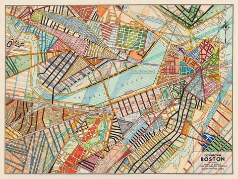 Modern Map of Boston Black Ornate Wood Framed Art Print with Double Matting by Galapon, Nikki