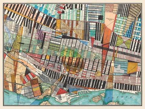 Modern Map of Montreal White Modern Wood Framed Art Print with Double Matting by Galapon, Nikki