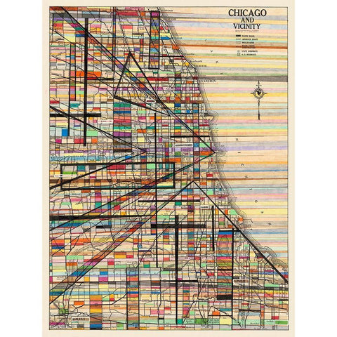 Modern Map of Chicago White Modern Wood Framed Art Print by Galapon, Nikki