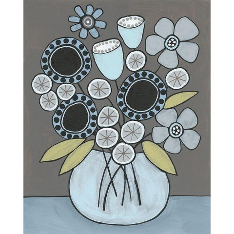 Happy Garden Flowers I White Modern Wood Framed Art Print by Moore, Regina