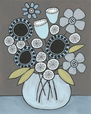 Happy Garden Flowers I Black Ornate Wood Framed Art Print with Double Matting by Moore, Regina