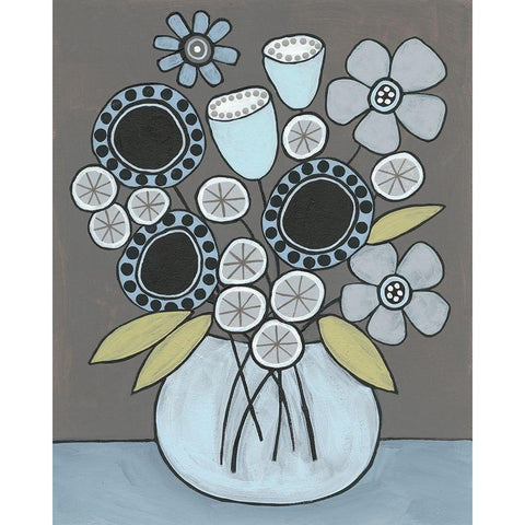 Happy Garden Flowers I White Modern Wood Framed Art Print by Moore, Regina