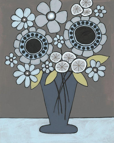 Happy Garden Flowers II White Modern Wood Framed Art Print with Double Matting by Moore, Regina