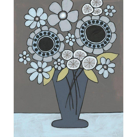 Happy Garden Flowers II Black Modern Wood Framed Art Print with Double Matting by Moore, Regina