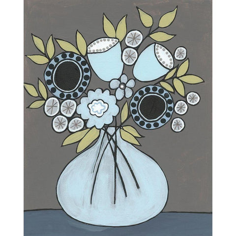 Happy Garden Flowers III Black Modern Wood Framed Art Print by Moore, Regina