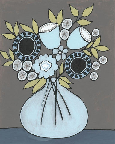 Happy Garden Flowers III White Modern Wood Framed Art Print with Double Matting by Moore, Regina