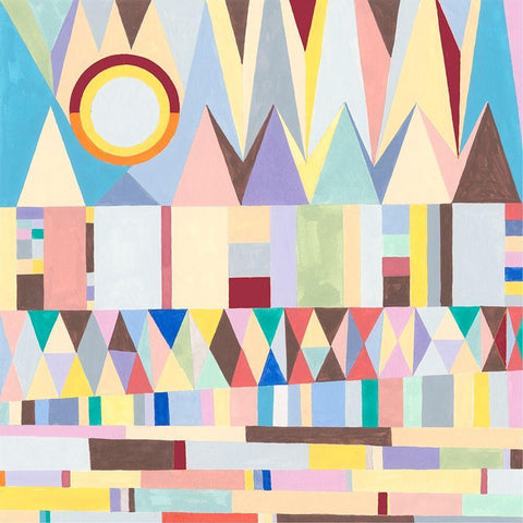 Geometric Horizon Black Ornate Wood Framed Art Print with Double Matting by Galapon, Nikki