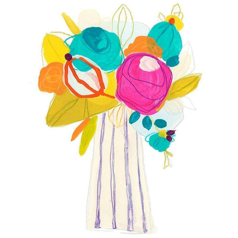 Floral Fiesta I Black Modern Wood Framed Art Print by Vess, June Erica