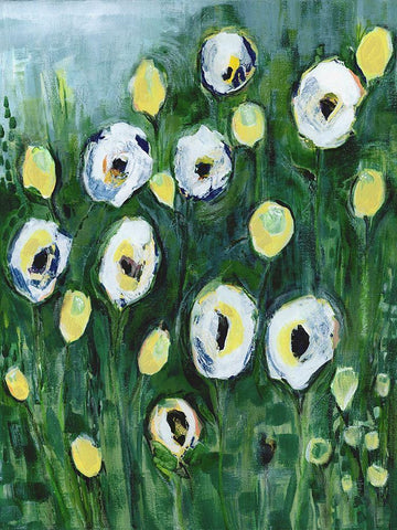 Modern White Floral I White Modern Wood Framed Art Print with Double Matting by Daavettila, Tara