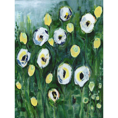 Modern White Floral I Black Modern Wood Framed Art Print by Daavettila, Tara