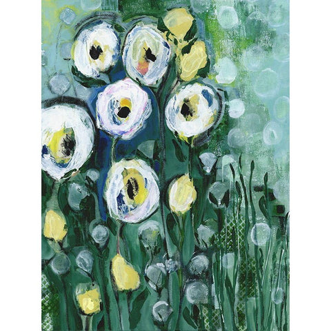 Modern White Floral II Gold Ornate Wood Framed Art Print with Double Matting by Daavettila, Tara