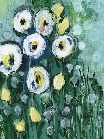 Modern White Floral II Black Ornate Wood Framed Art Print with Double Matting by Daavettila, Tara