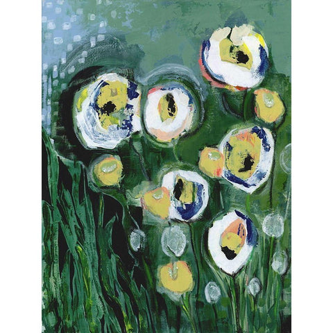 Modern White Floral III Black Modern Wood Framed Art Print with Double Matting by Daavettila, Tara