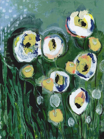 Modern White Floral III White Modern Wood Framed Art Print with Double Matting by Daavettila, Tara