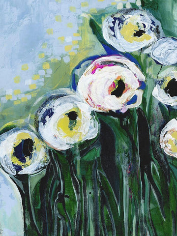 Modern White Floral IV White Modern Wood Framed Art Print with Double Matting by Daavettila, Tara