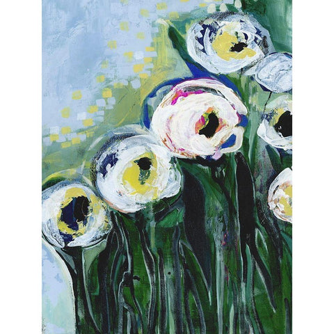 Modern White Floral IV Black Modern Wood Framed Art Print by Daavettila, Tara