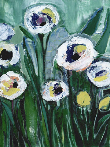 Modern White Floral V Black Ornate Wood Framed Art Print with Double Matting by Daavettila, Tara