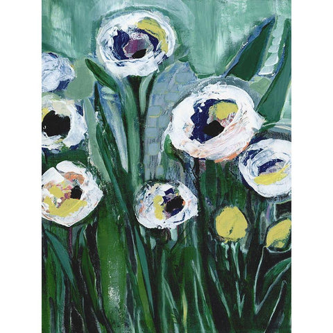 Modern White Floral V White Modern Wood Framed Art Print by Daavettila, Tara