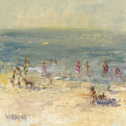 Impasto Beach Day II White Modern Wood Framed Art Print with Double Matting by Wendling, Marilyn