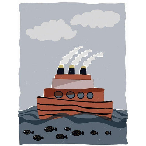 Oceans Ahoy I Black Modern Wood Framed Art Print by Delamater, Rob
