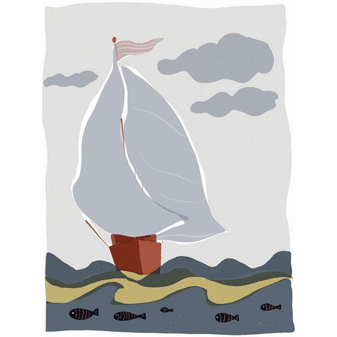 Oceans Ahoy III Gold Ornate Wood Framed Art Print with Double Matting by Delamater, Rob