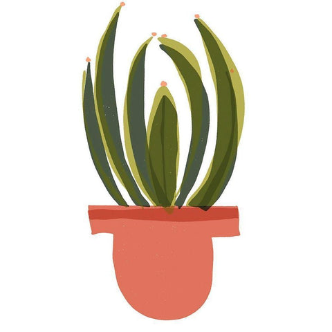 Mod Cactus IV Black Modern Wood Framed Art Print with Double Matting by Delamater, Rob