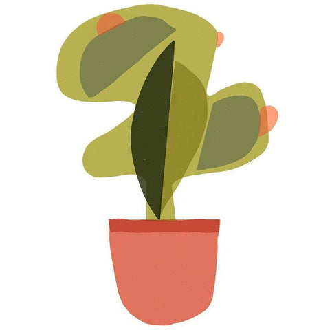 Mod Cactus V White Modern Wood Framed Art Print by Delamater, Rob